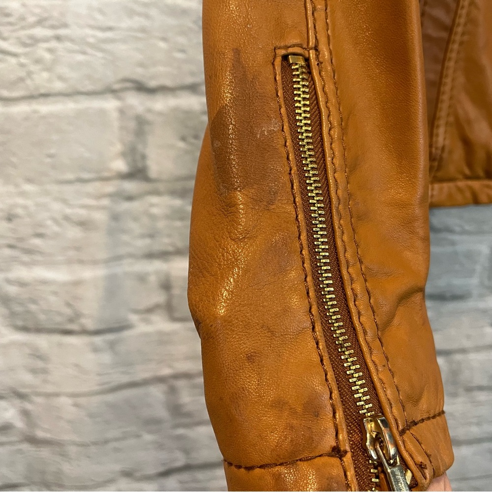 MICHAEL Michael Kors XS Brown Leather Short Moto Jacket -AS IS- - Picture 7 of 16